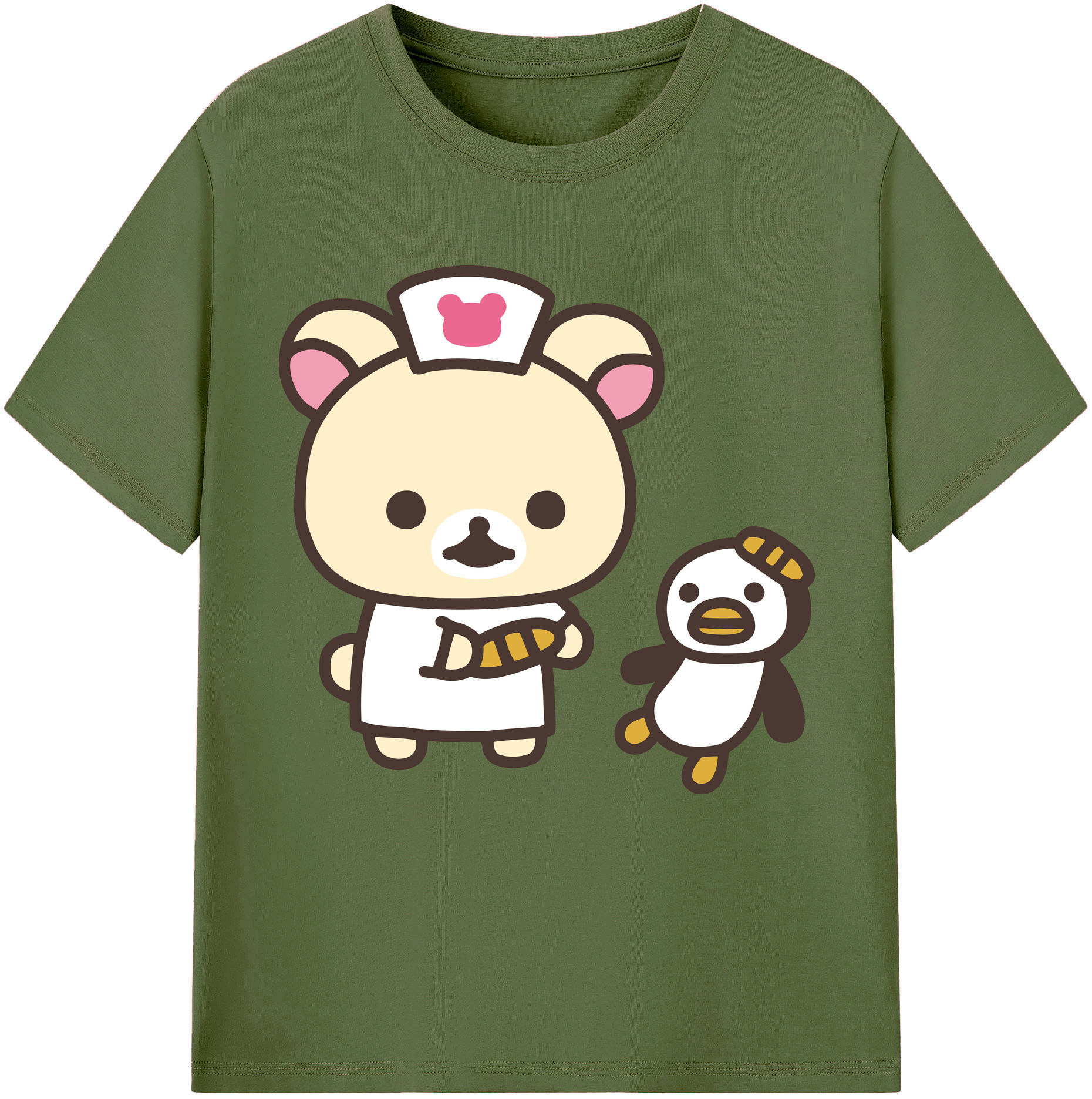 （画像用） リラックマ リラックマ キイロイトリ Rilakkuma Korilakkuma Kiiroitori 綿100％半袖Tシャツ（フロントプリント）